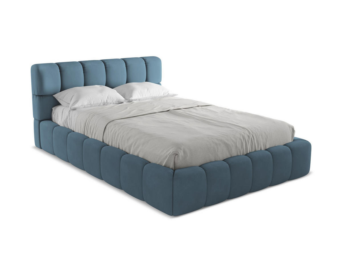 POLSTERBETT mit Bettkasten und Lattenrost 160x228 Blau - Blau/Blaugrau, Kunststoff/Textil (140/200cm) - Makamii