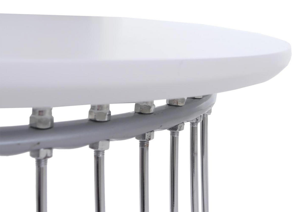 MIZA za kavč okrogla bela, srebrna - srebrne barve/bela, les (70/70/44cm) - MCW