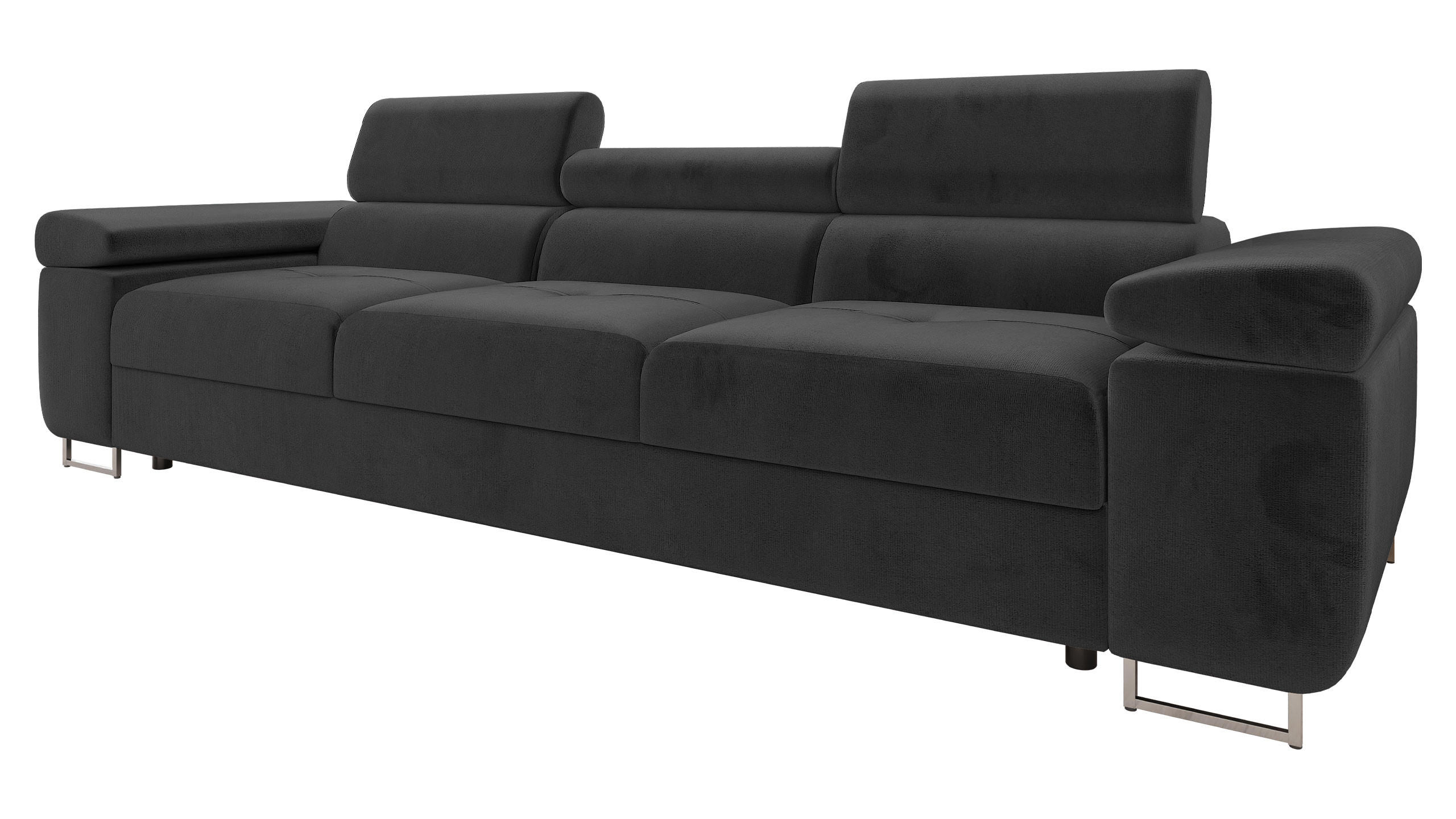 SOFA Torezio 3 - Schwarz, Holz/Textil (263/90/102cm) - MIRJAN24