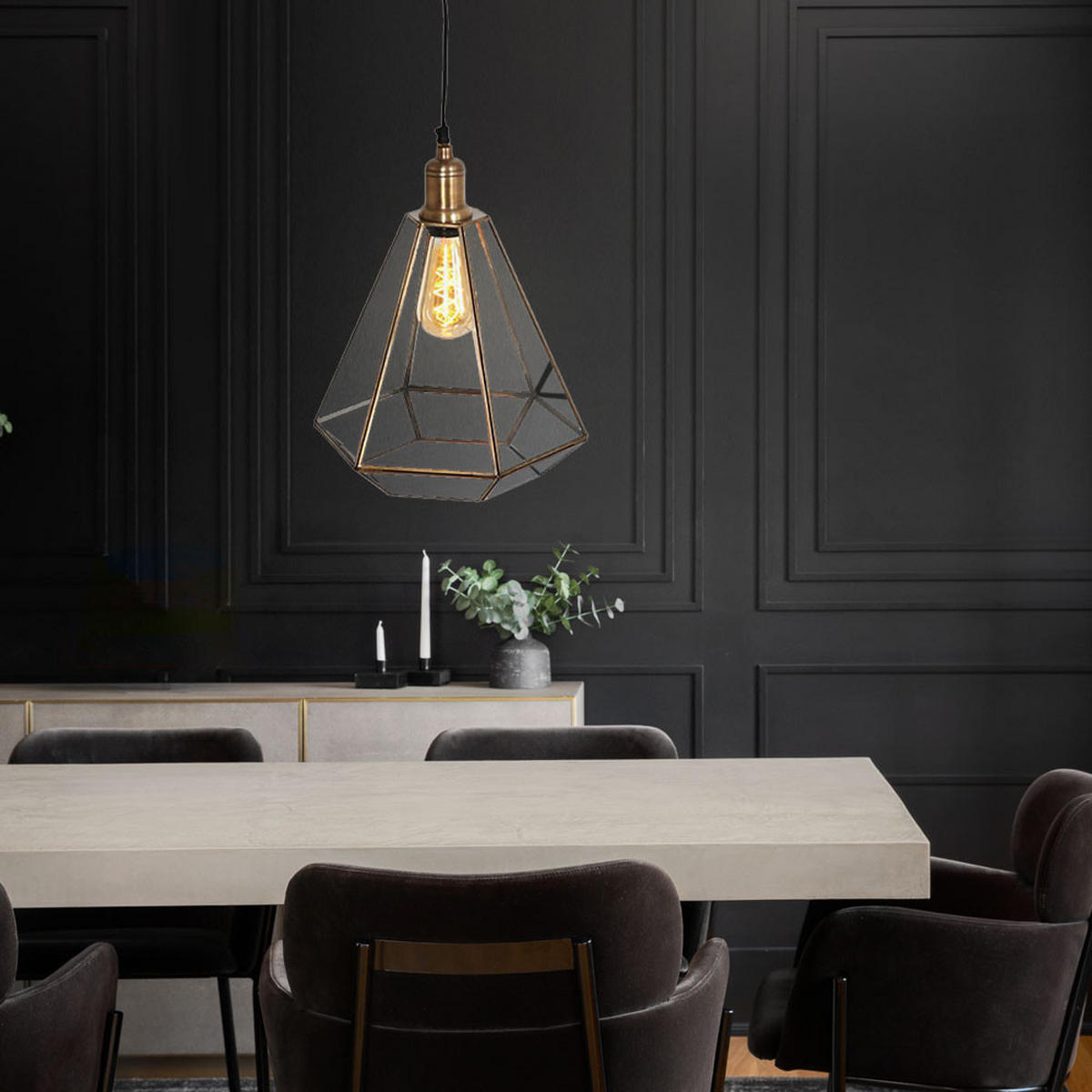 HÄNGELEUCHTE Metall Glas Bronze - Bronzefarben, Glas (26/26/150cm)