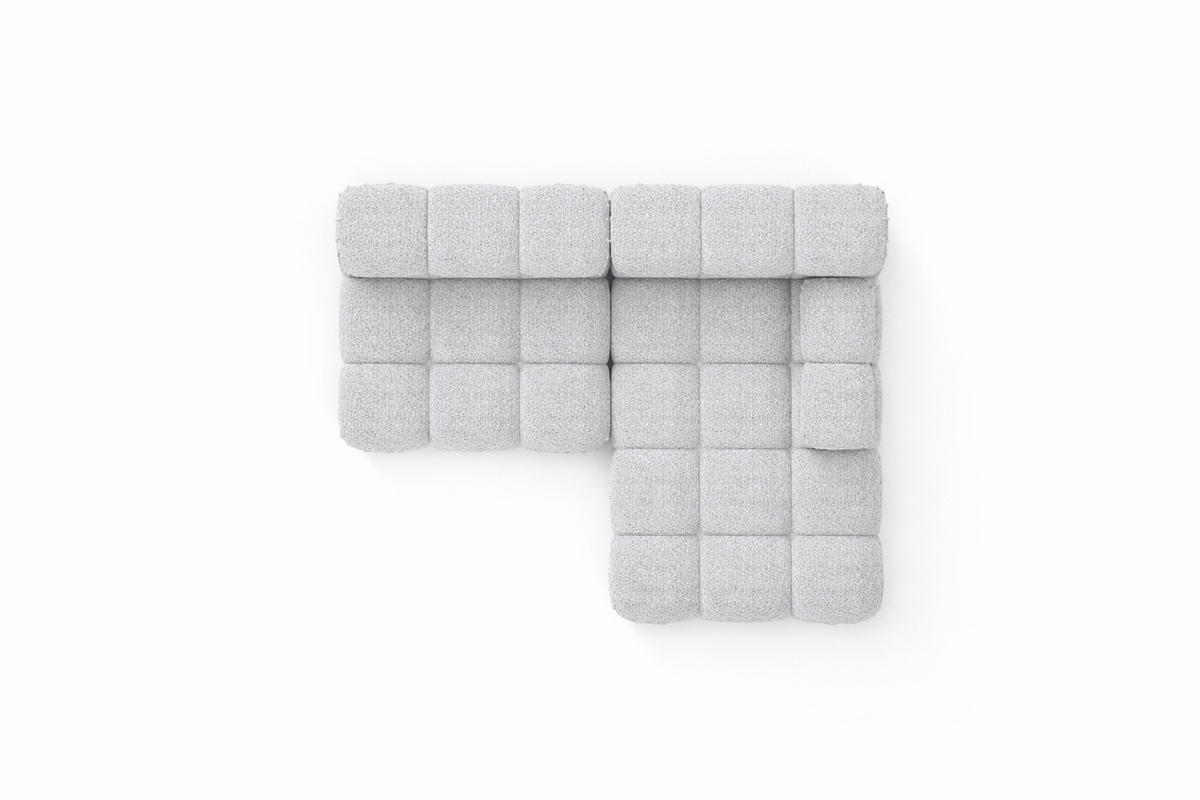 ECKSOFA L-Form Mini II Modular, Bouclé-Stoff Abriamo, Hellgrau, Rechts, Selia - Hellgrau, Holz (190/160cm) - Kaiser Möbel