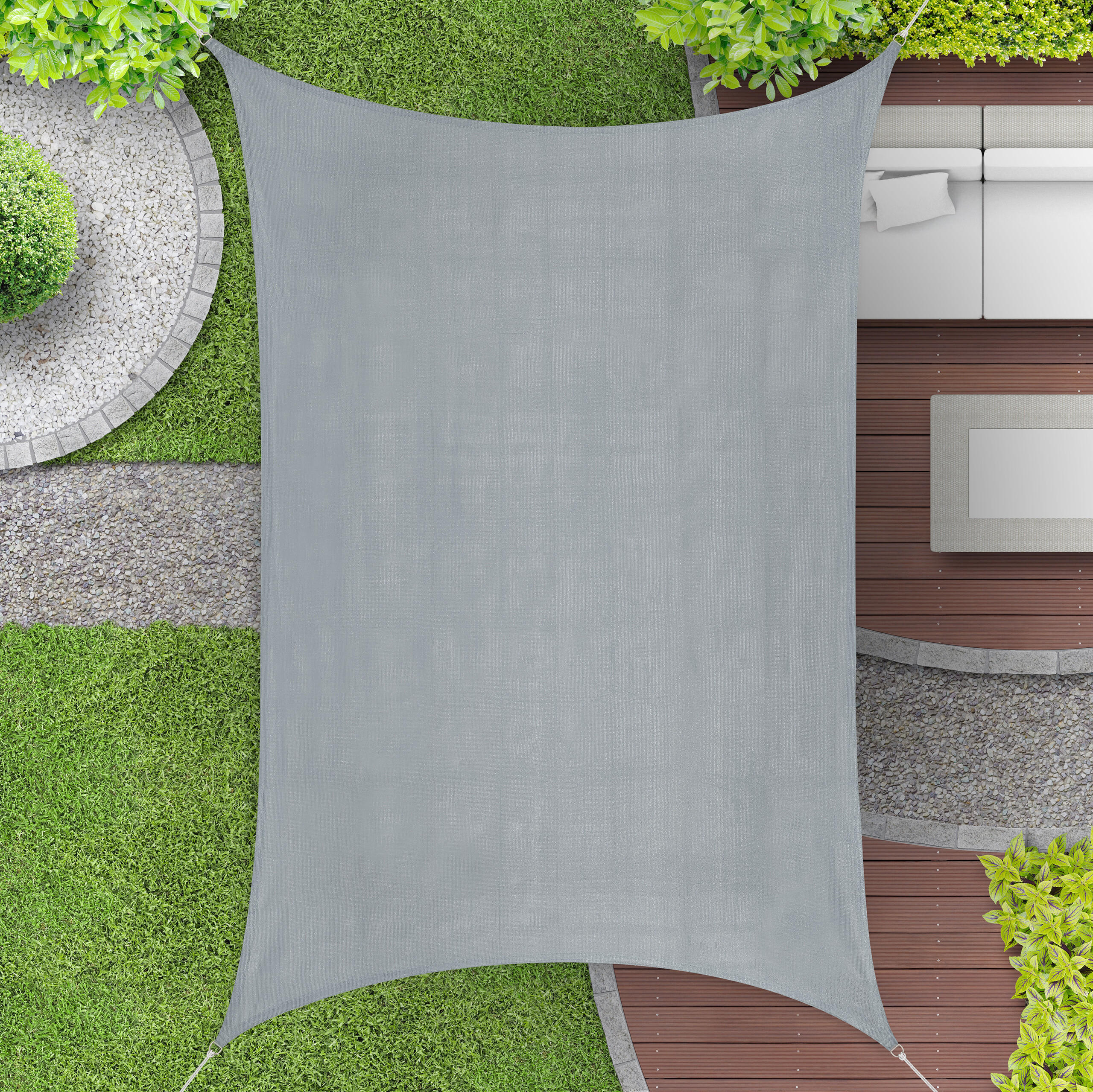 SONNENSEGEL - Grau, Kunststoff/Metall (400/300cm) - Relaxdays