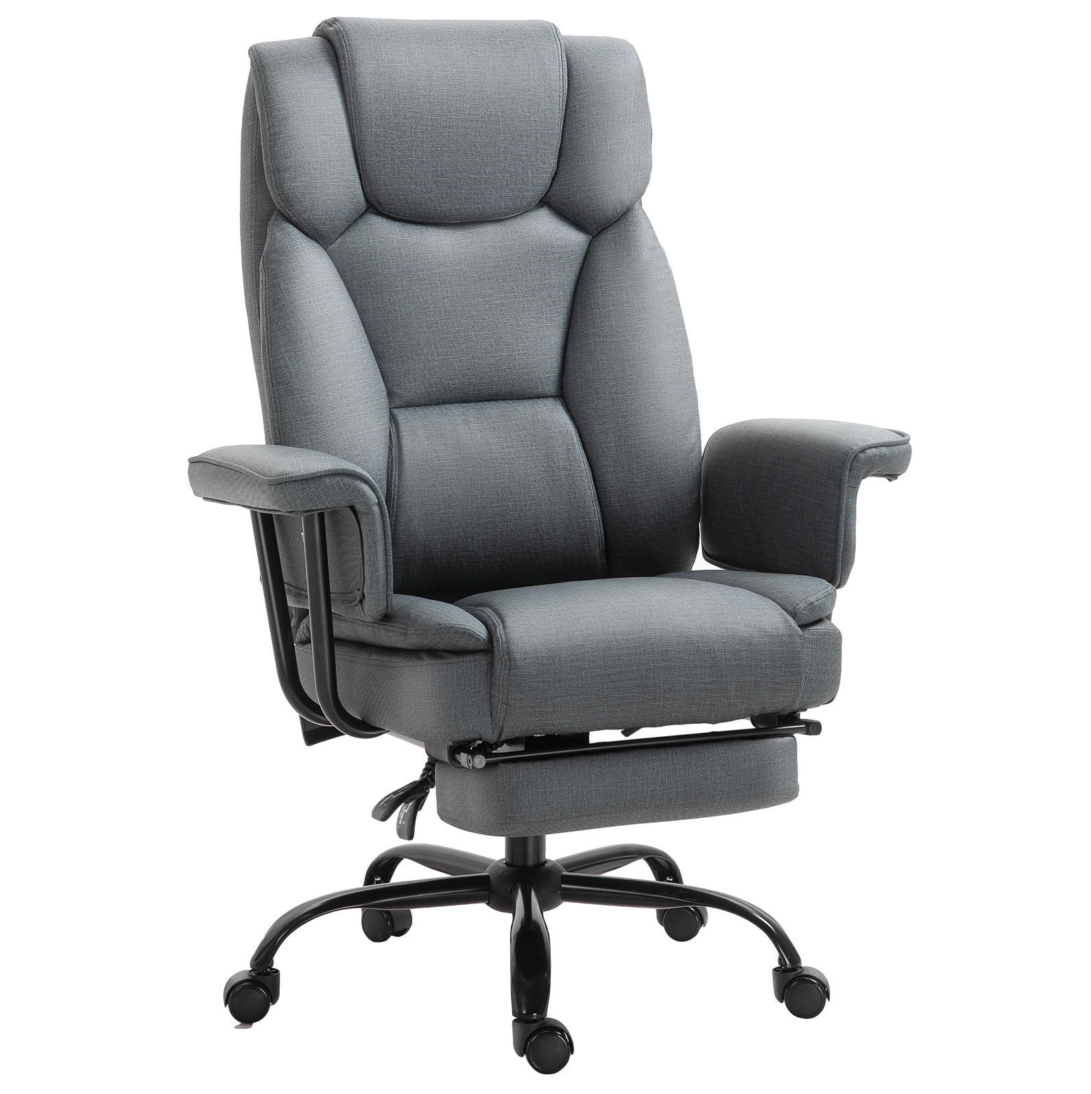 DREHSTUHL 68/80/120–126 cm grau aus Stahl mit Kunstleder und 150° Liegefunktion - Grau, Metall (80/126/68cm) - OKWISH