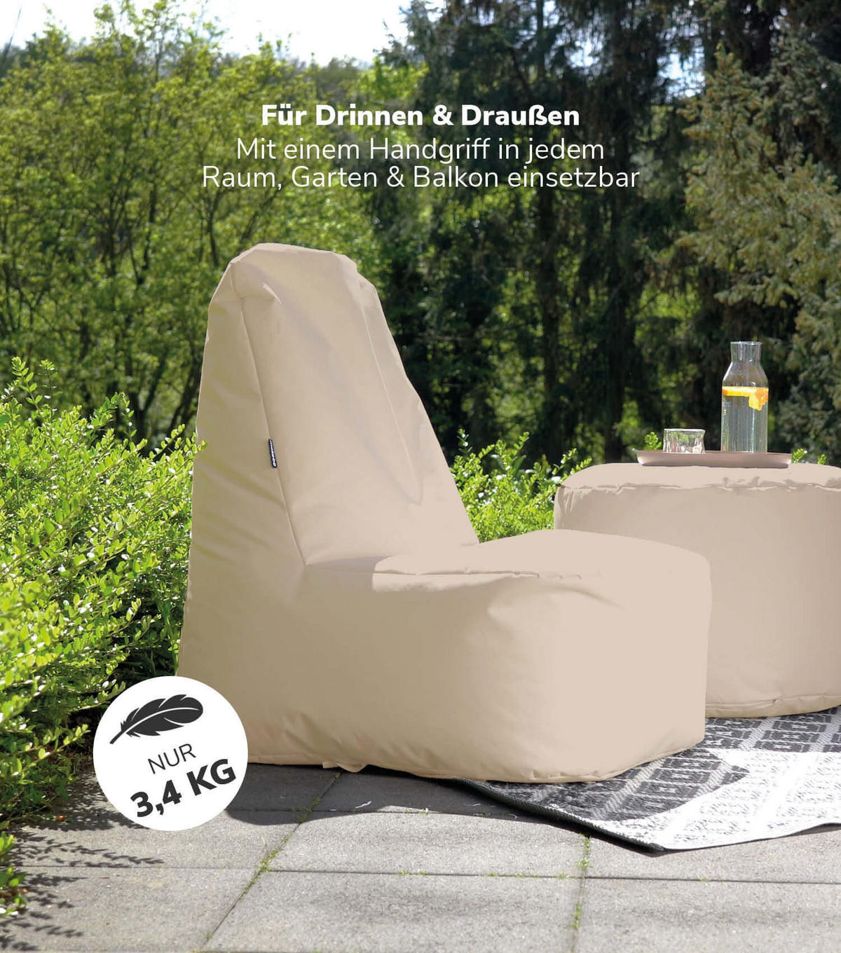SITZSACK mit Hülle Der Däumchendreher - Beige, Textil (60/86/85cm) - Mokebo