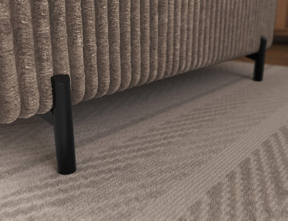 ECKSOFA COLESIO L-Form, Schlaffunktion, Bettkasten, verstellbare Kopfstützen, Wellenfederung, Metallfüße, breiter Cordstoff - Beige/Schwarz, Kunststoff/Metall (269/204cm) - Wohnideebilder