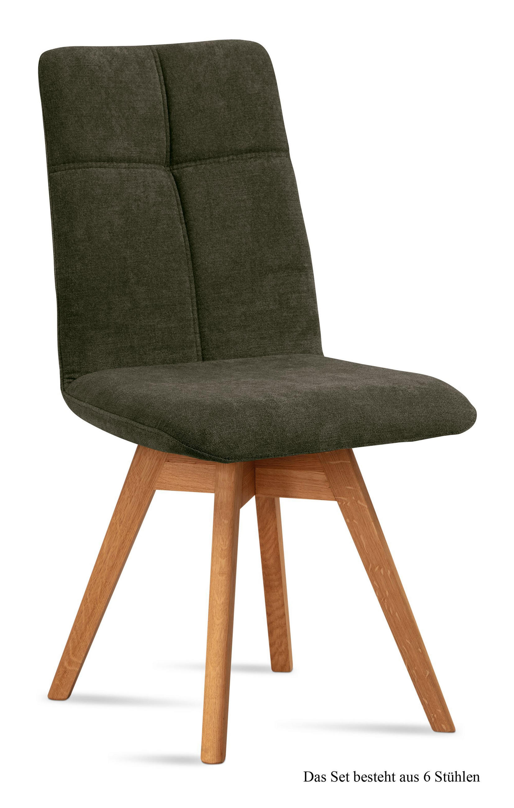 ESSZIMMERSTUHL drehbar (6er-Set) Dorea 47x92x60 Eiche geölt/Khaki - Dunkelgrün/Eichefarben, Kunststoff (60/92/47cm) - 58aufmkessel