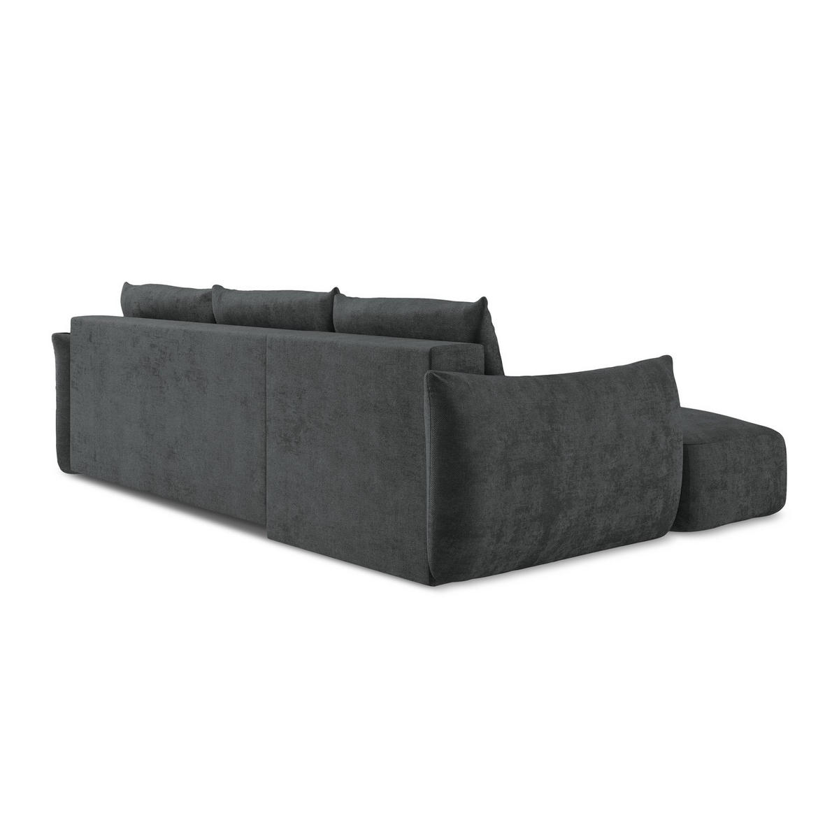 ECKSOFA mit Schlaffunktion links Chenille Stoff Grau - Dunkelgrau/Schwarz, Holzwerkstoff/Kunststoff (242/162cm) - LaMiaSofa