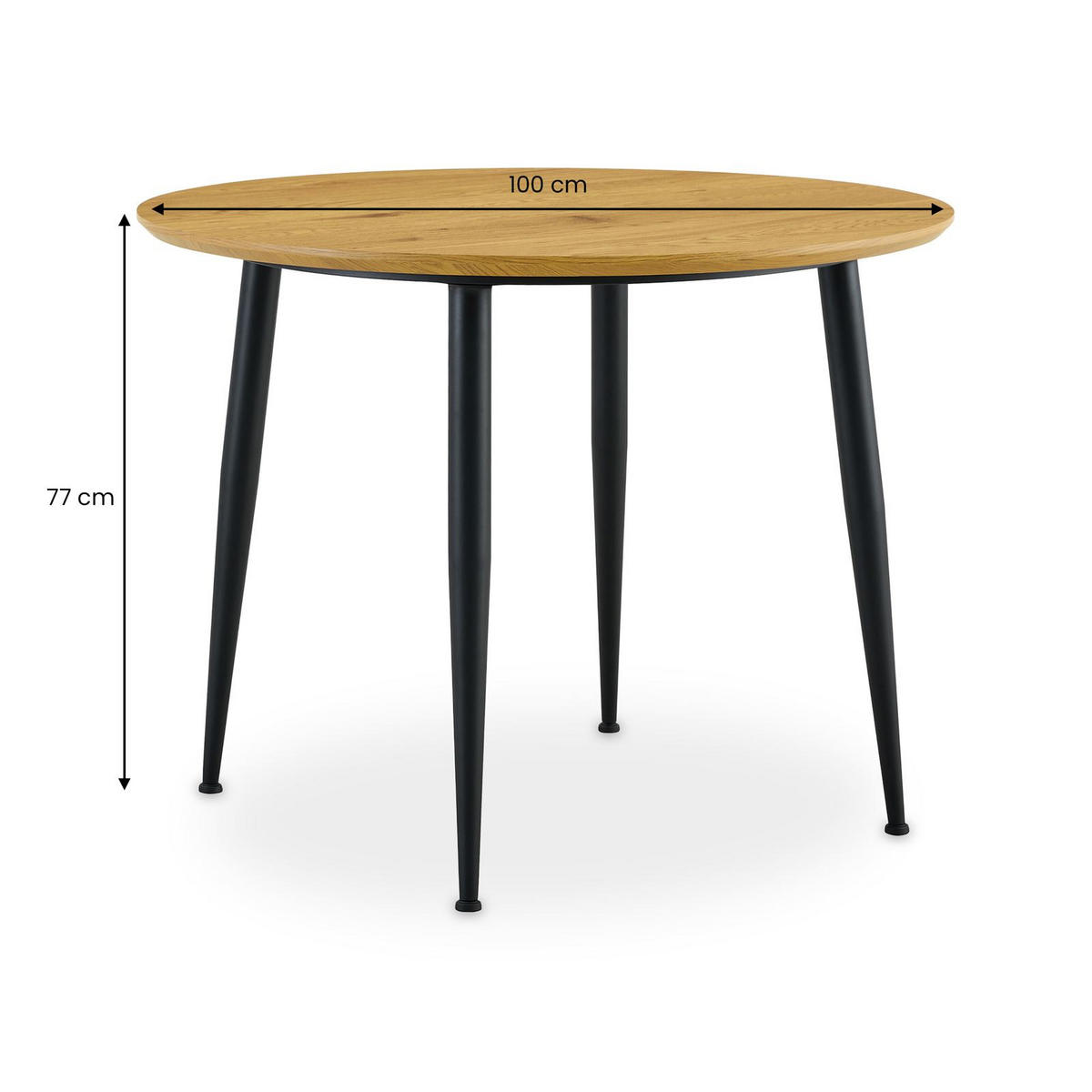 ESSTISCH NEVERS Eiche/schwarz - Eichefarben/Schwarz, Holzwerkstoff (100/100/77cm) - IDIMEX