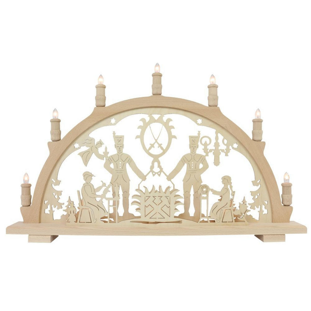 SCHWIBBOGEN Bergmann 7 flammig - Multicolor, Holz (66/44/6.5cm)