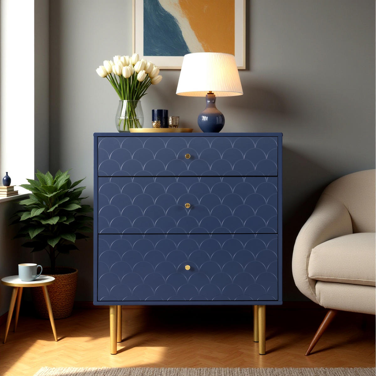 KOMMODE 75/40/89 cm - Blau, Holzwerkstoff (40/89/75cm) - Urban Meuble