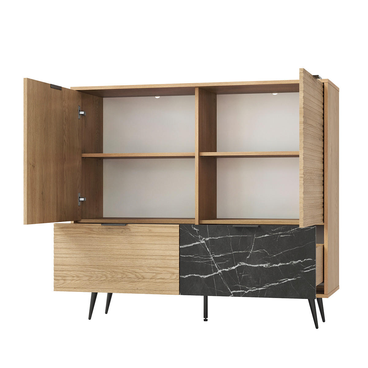 SIDEBOARD Luka Holz und Schwarz - Schwarz, Holzwerkstoff (121.4/110.8/40cm) - Petits-meubles