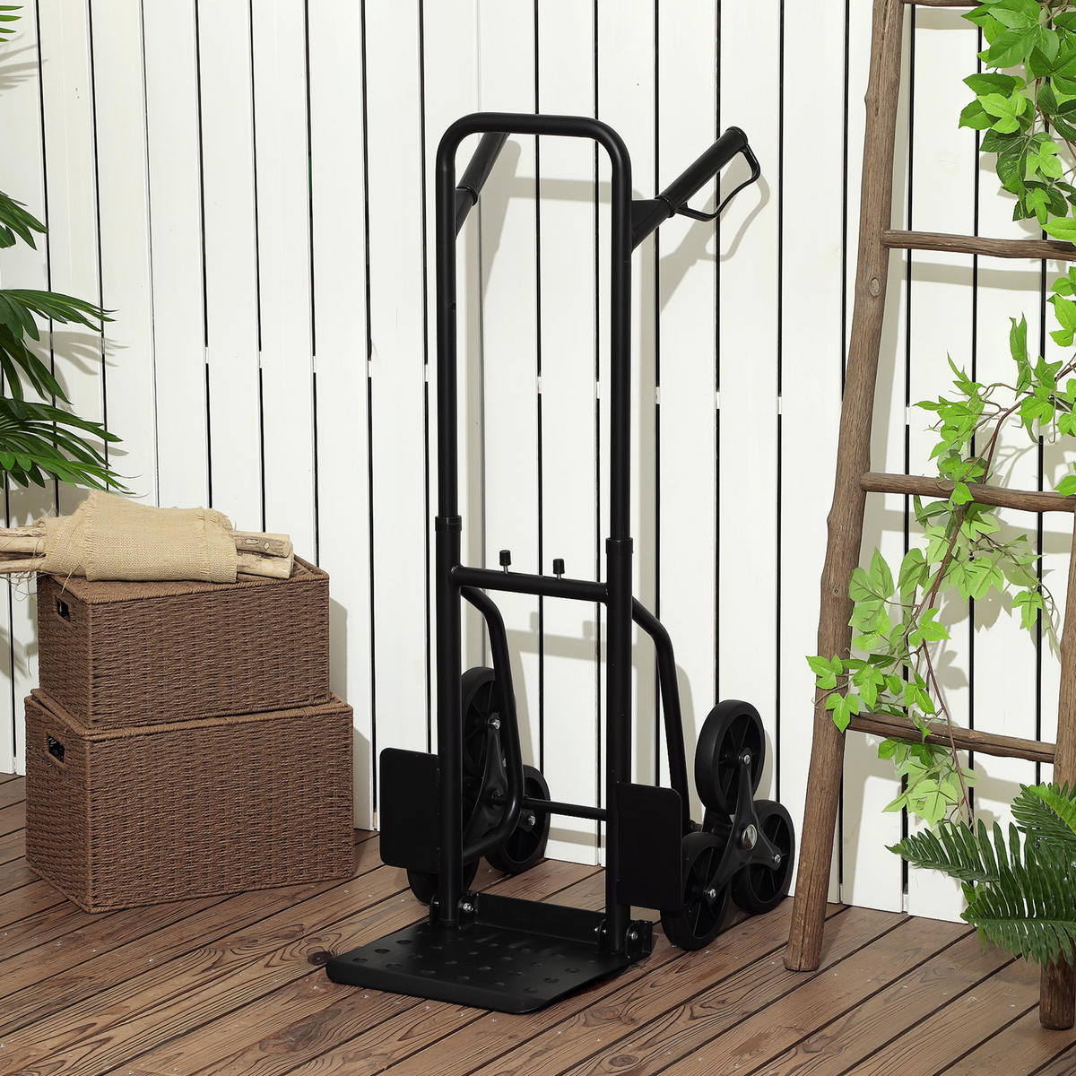 TREPPENSACKKARREN DE-18165 120 kg, 6 Rollen, klappbar Schwarz - Schwarz, Metall (44/38/106.5cm) - ComfortXL