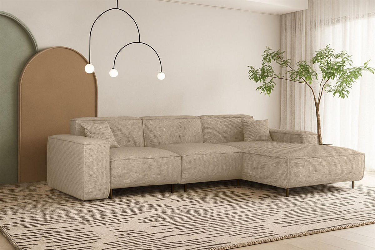 ECKSOFA Gloria In Artico - Beige, Holzwerkstoff/Textil (266/165cm) - Fun Möbel