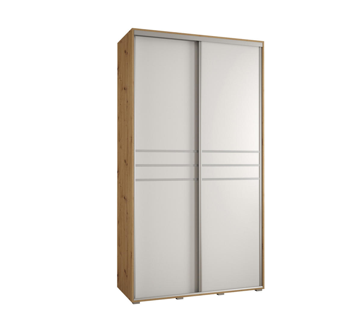 SCHWEBETÜRENSCHRANK 235,2/140/45 2-türig - Silberfarben/Weiß, Holz/Metall (140/235/45cm) - Abiks Möbel