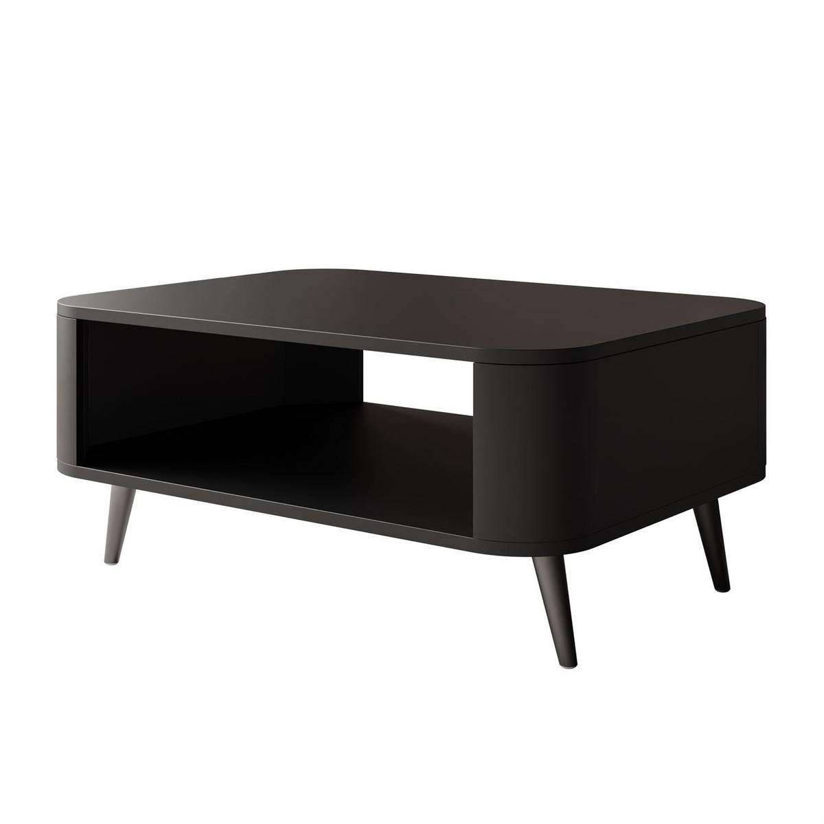 COUCHTISCH SHADOW II mit Ablage unter der Tischplatte - Schwarz, Holzwerkstoff (60/80/35cm) - Lookway