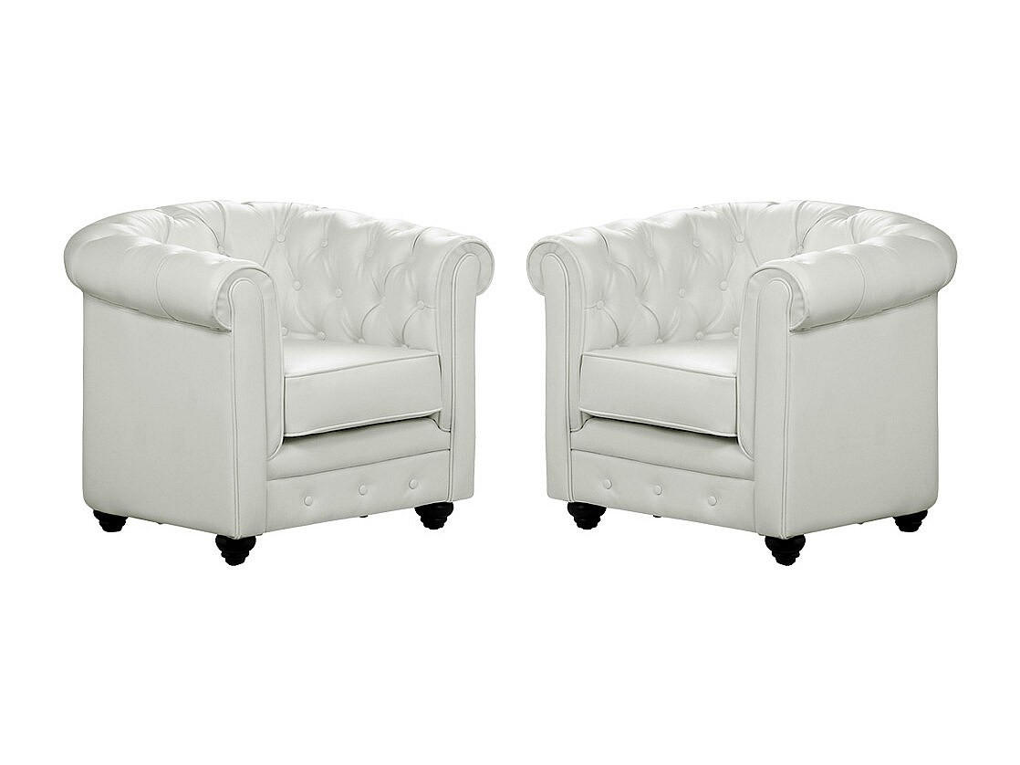 SESSEL 2er-Set - Kunstleder - Weiß - CHESTERFIELD - Weiß, Leder (78/72/82cm) - Vente-Unique