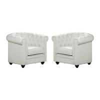 SESSEL 2er-Set - Kunstleder - Weiß - CHESTERFIELD - Weiß, Leder (82/72/78cm) - Vente-Unique