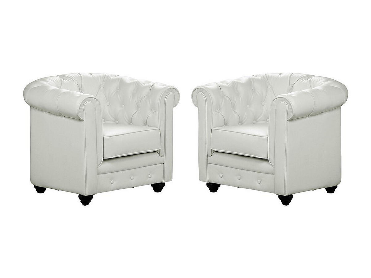 SESSEL 2er-Set - Kunstleder - Weiß - CHESTERFIELD - Weiß, Leder (82/72/78cm) - Vente-Unique