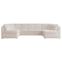 WOHNLANDSCHAFT COMODO U Beige Cord - Beige/Silberfarben, Textil/Metall (340/93/206cm) - MKS