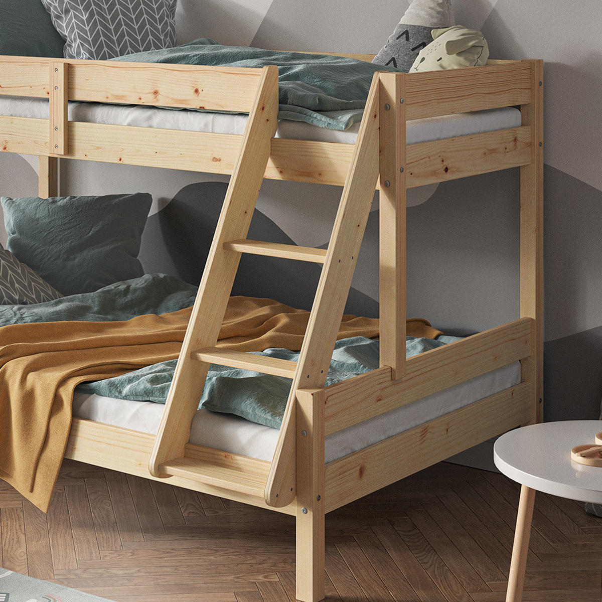 ETAGENBETT Everest Naturholz 120x200/80x200 cm - Naturfarben, Holz (120/200cm) - VitaliSpa