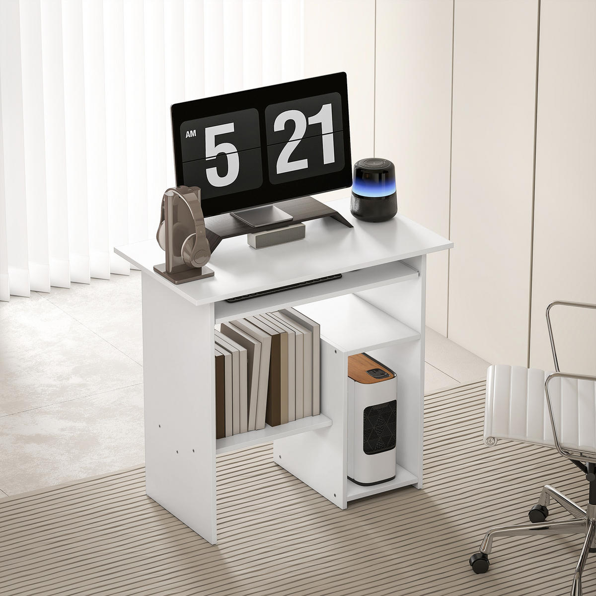 COMPUTERTISCH Spanplatte Weiß - Weiß, Holzwerkstoff (80/45/75cm) - HOMCOM