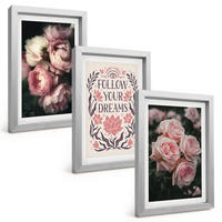 BILDER SET 3er Set - 20x30 cm Silberner Rahmen - Vintage-Rosenträume-Inschrift - Silberfarben, Kunststoff (20/30cm) - TULUP