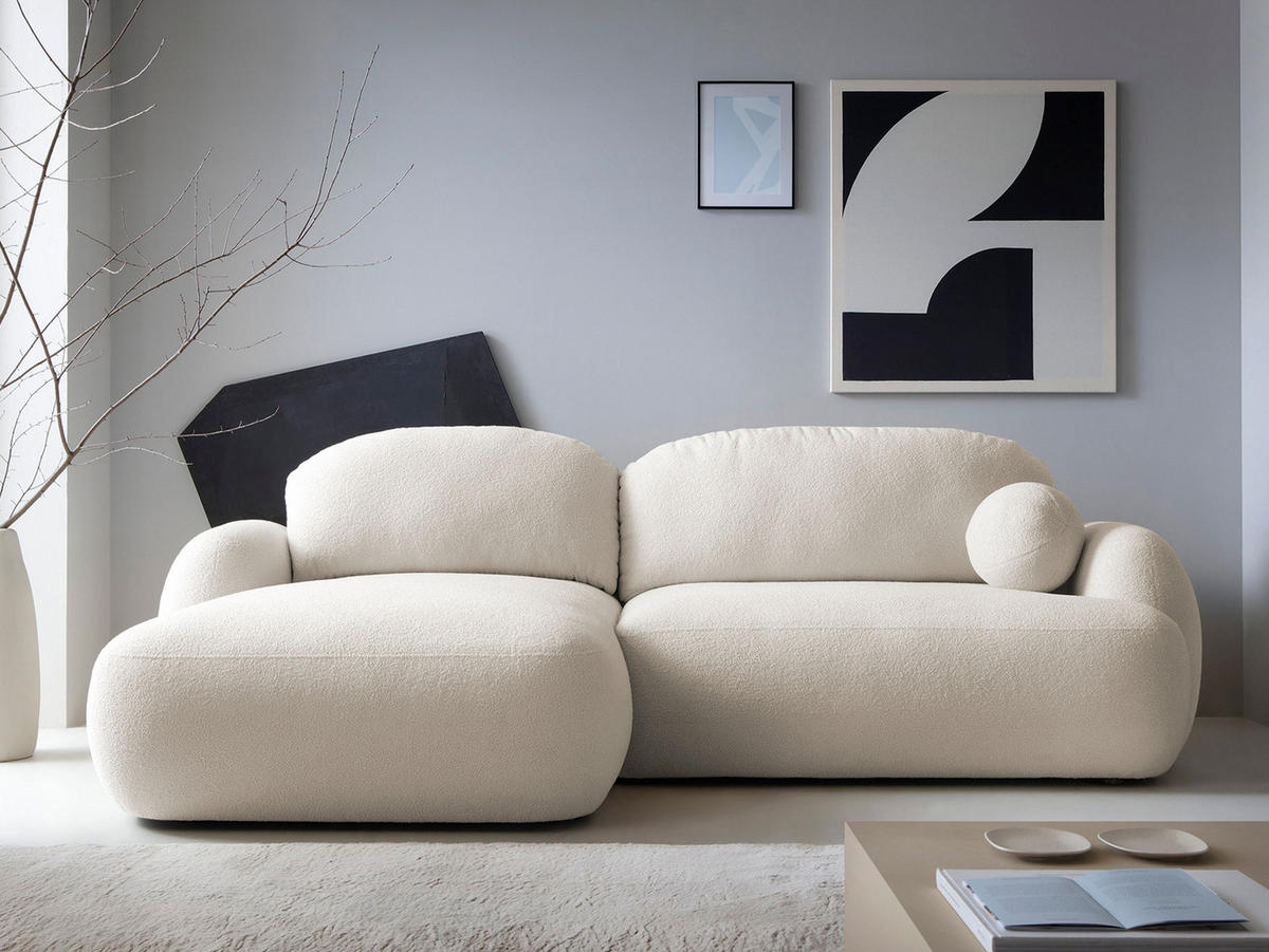 ECKSOFA Mayo, Seite: Links - Creme/Schwarz, Holz/Kunststoff (275/175cm) - MIRJAN24