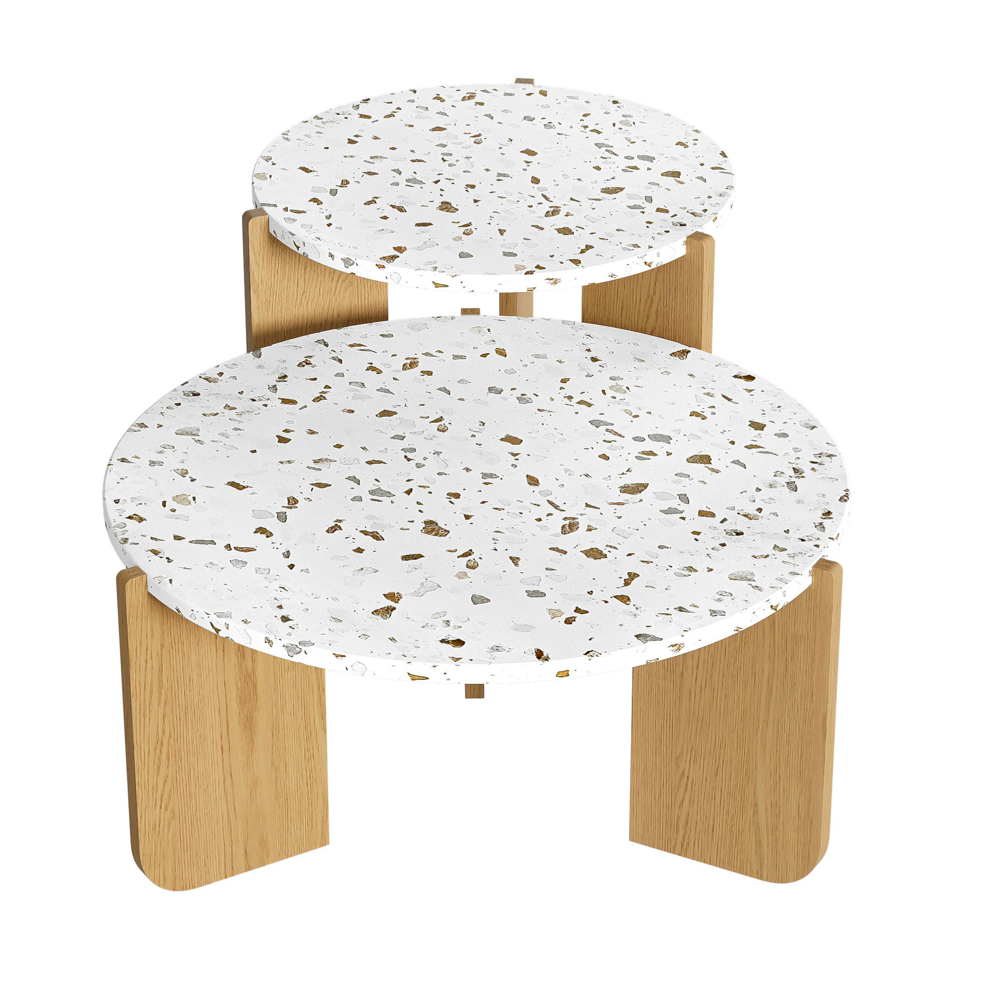 COUCHTISCH 70/70/35 cm aus MDF in Natur mit Nesting-Design - Weiß, Holzwerkstoff (70/70/35cm) - OKMYHOME