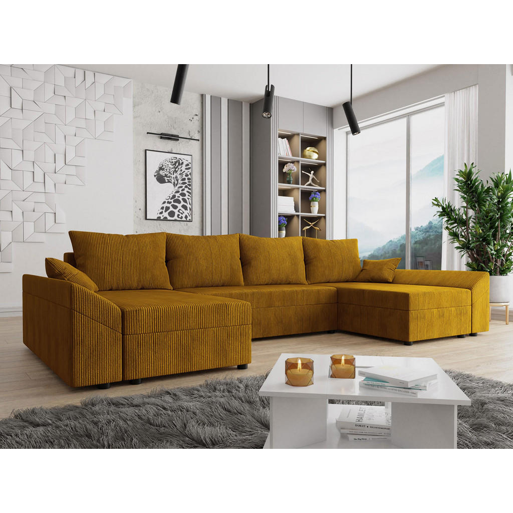 Thumbnail - Mirjan24 Wohnlandschaft, Braun, Textil, 6-Sitzer, U-Form,Rechteckig, 310x82x140 cm, Wohnzimmer, Sofas & Couches, Wohnlan...
