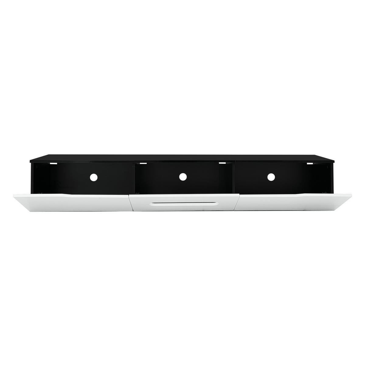 TV-LOWBOARD aus MDF und Spanplatte 180x35x30 cm Schwarz/Weiß mit LED-Beleuchtung und 3 Türen - Schwarz, Holzwerkstoff (180/30/35cm) - IVMEU
