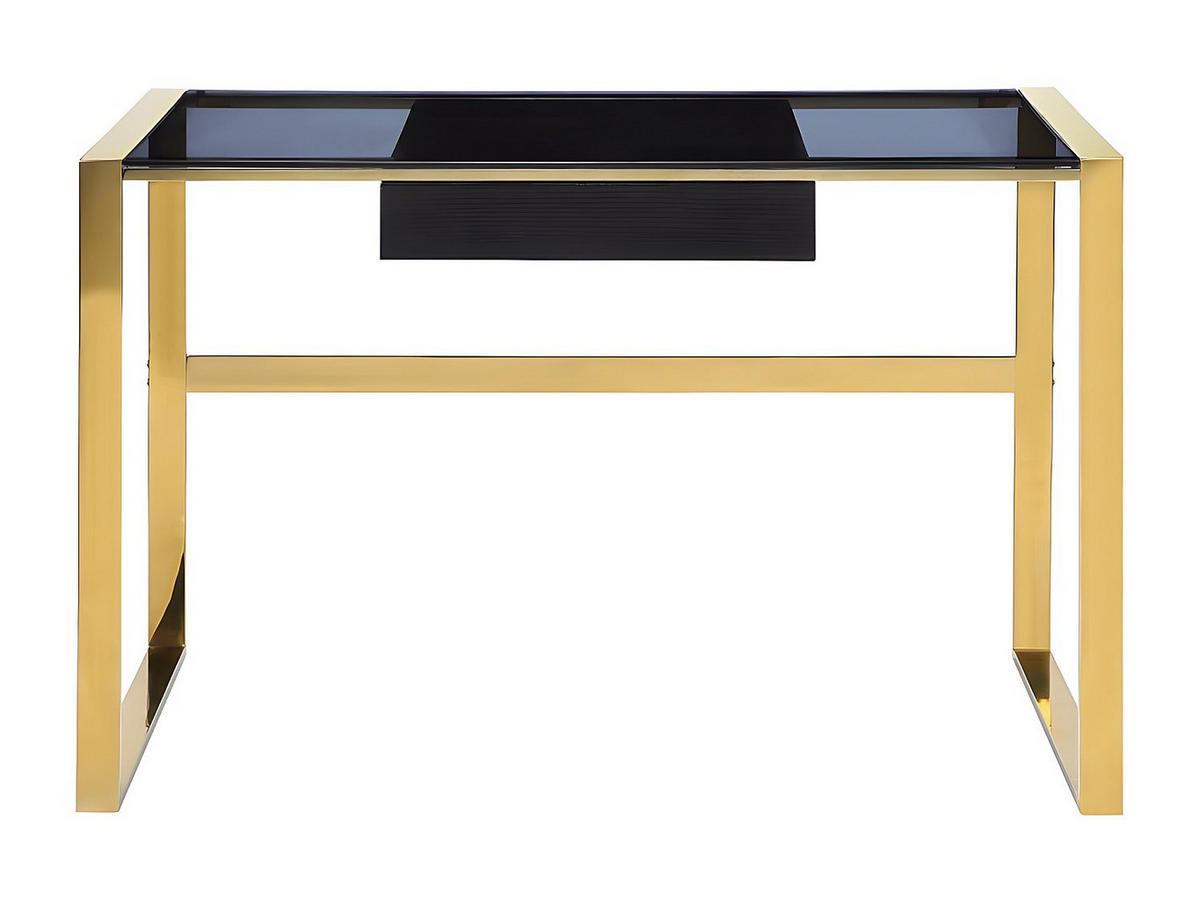 SCHREIBTISCH mit 1 Schublade - Glas & Stahl - Schwarz & Goldfarben - SALI - Schwarz, Metall (120/60/76cm) - Pascal Morabito