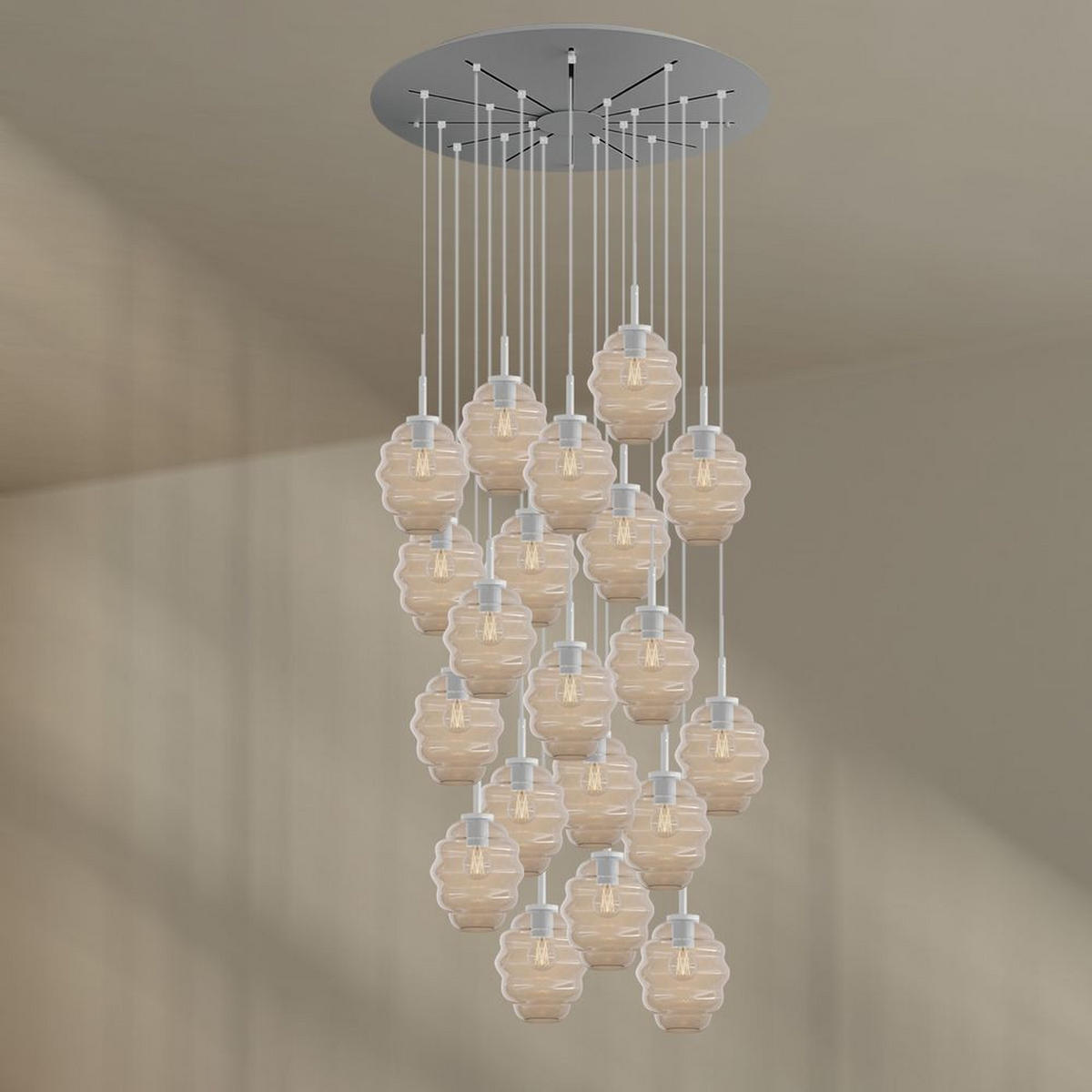 GALERIELEUCHTE Echos 20-flammig Rauch Ø 18cm - Anthrazit/Weiß, Glas (18/18/20cm) - s.luce