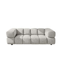 SOFA 3-Sitzer, Couch, Chenille Stoff Puente, Hellgrau, Averro - Hellgrau, Holz (240/70/96cm) - Kaiser Möbel