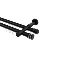 INNENLAUF-GARDINENSTANGEN-SET Prestige Estana 520 cm (geteilt in 4 x 130 cm), 2-läufig, 20 mm Ø Schwarz - Schwarz, Metall (520cm) - INTERDECO