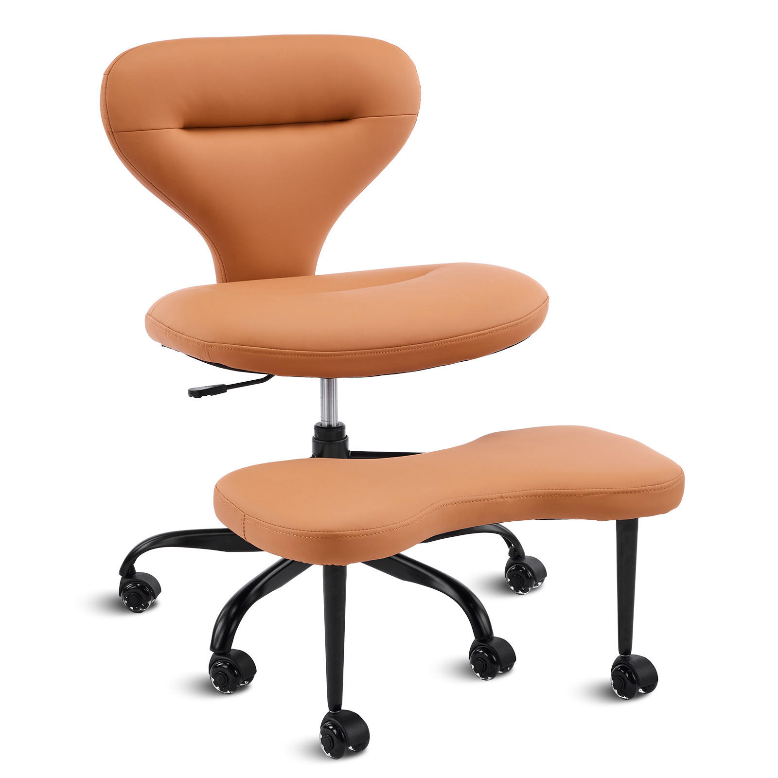 DREHSTUHL DE-41045 mit einziehbaren Fußstütz Orange - Orange, Metall (67/84/80cm) - ComfortXL