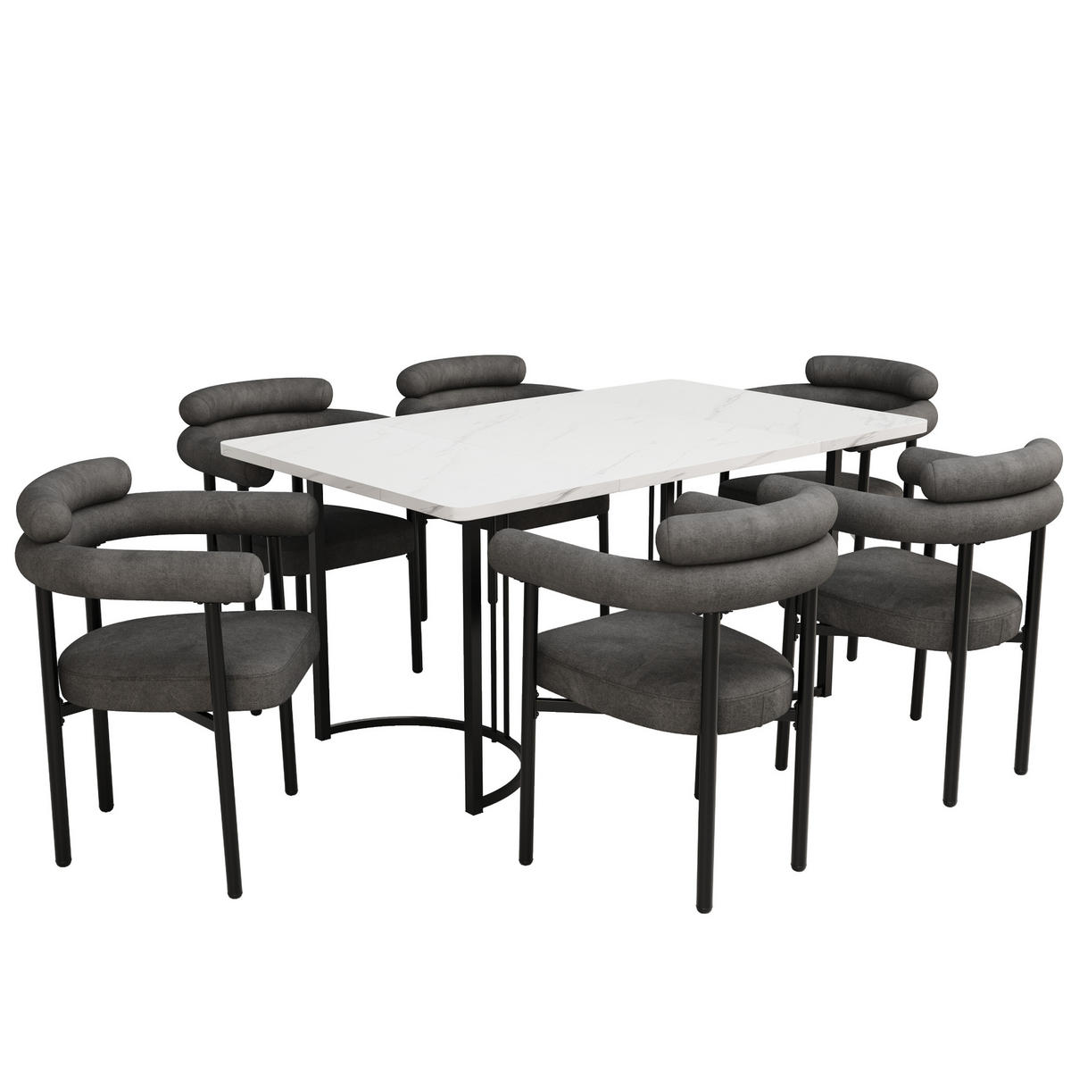 SESSEL ergonomisch ca. 70 x 62 x 84 cm Stoff Dunkelgrau 6er-Set - Dunkelgrau, Metall (62/84/70.1cm) - Meubliv