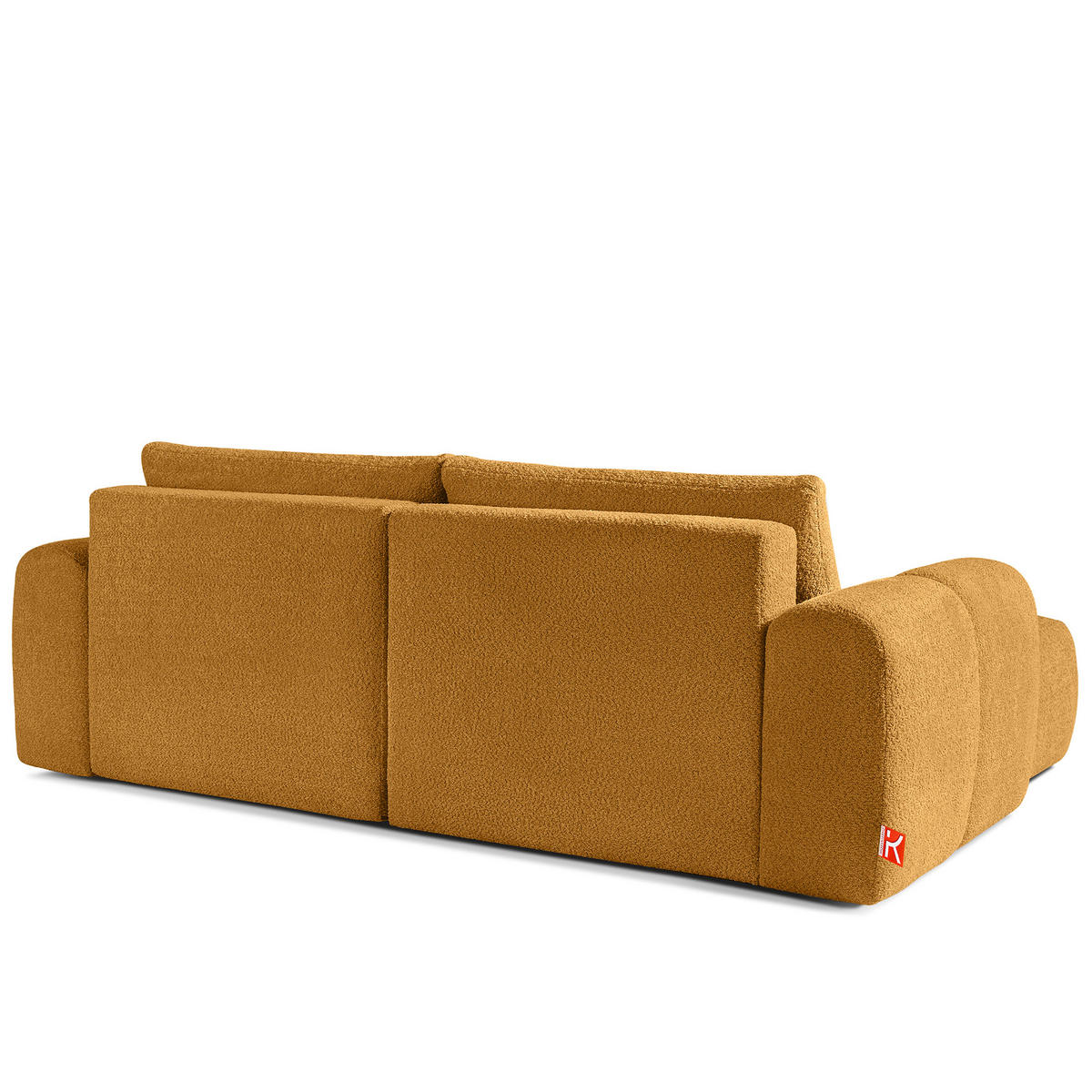 ECKSOFA RECHTS RAVIA, Bouclé, Honigfarbe - Honig, Holz/Textil (256/104cm) - KONSIMO®