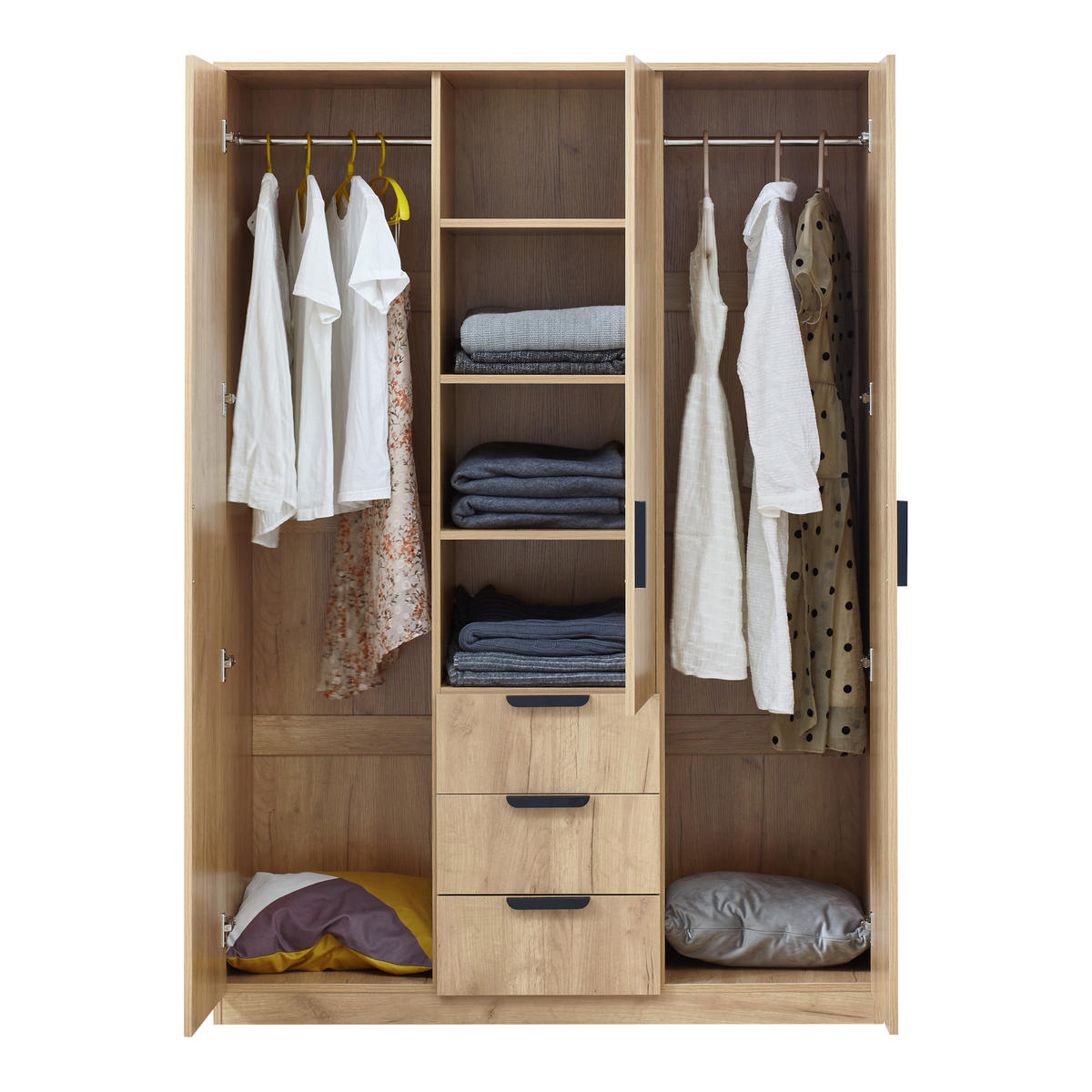 KLEIDERSCHRANK Eiselfing - Eichefarben, Holzwerkstoff (120/176/52cm) - [en.casa]