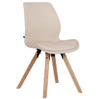 STUHL Lederlook creme - Eukalyptusholzfarben/Creme, Holz/Textil (49/87.5/58cm) - CLP