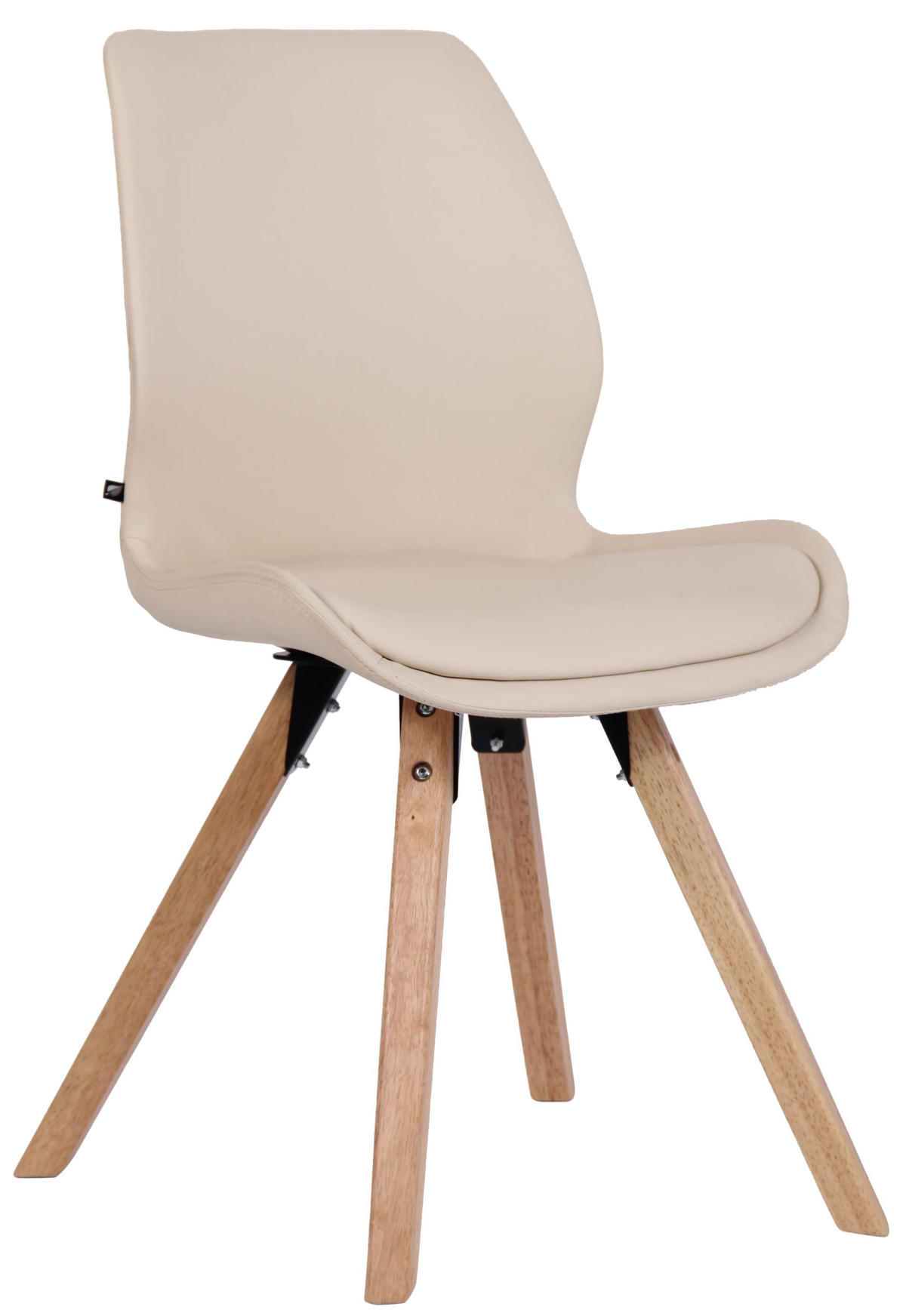 STUHL Lederlook creme - Eukalyptusholzfarben/Creme, Holz/Textil (49/87.5/58cm) - CLP