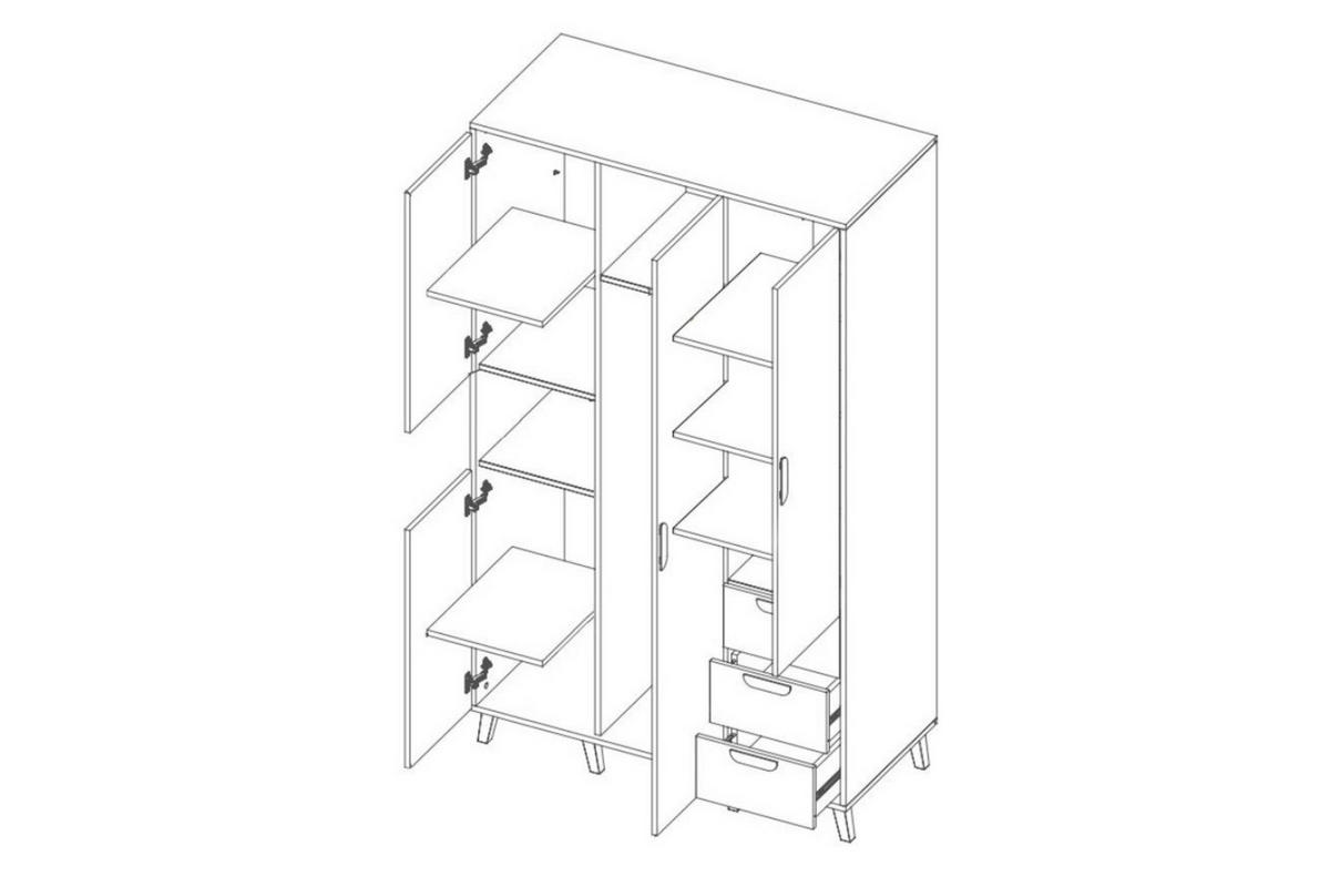 KINDERKLEIDERSCHRANK JUSTIN 01 120 cm breit in Weiß / Graphit / Grau / Eiche - Eichefarben/Graphitfarben, Holzwerkstoff (120/190/55cm) - Deine Möbel 24