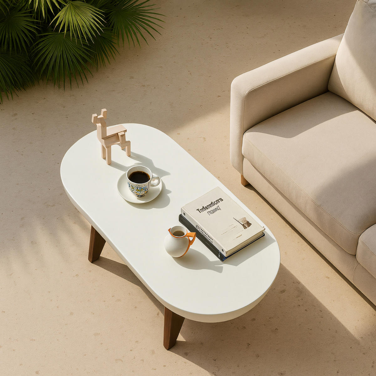 COUCHTISCH Rund Weiß 50 X 110 X 43 cm - Weiß, Metall (110/50/43cm) - Nordlys