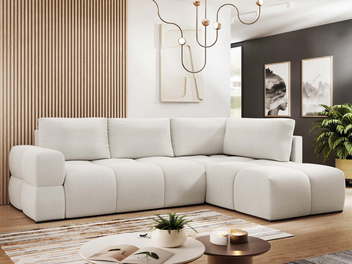 ECKSOFA Taremi - Creme/Schwarz, Holz/Kunststoff (267/185cm) - MIRJAN24
