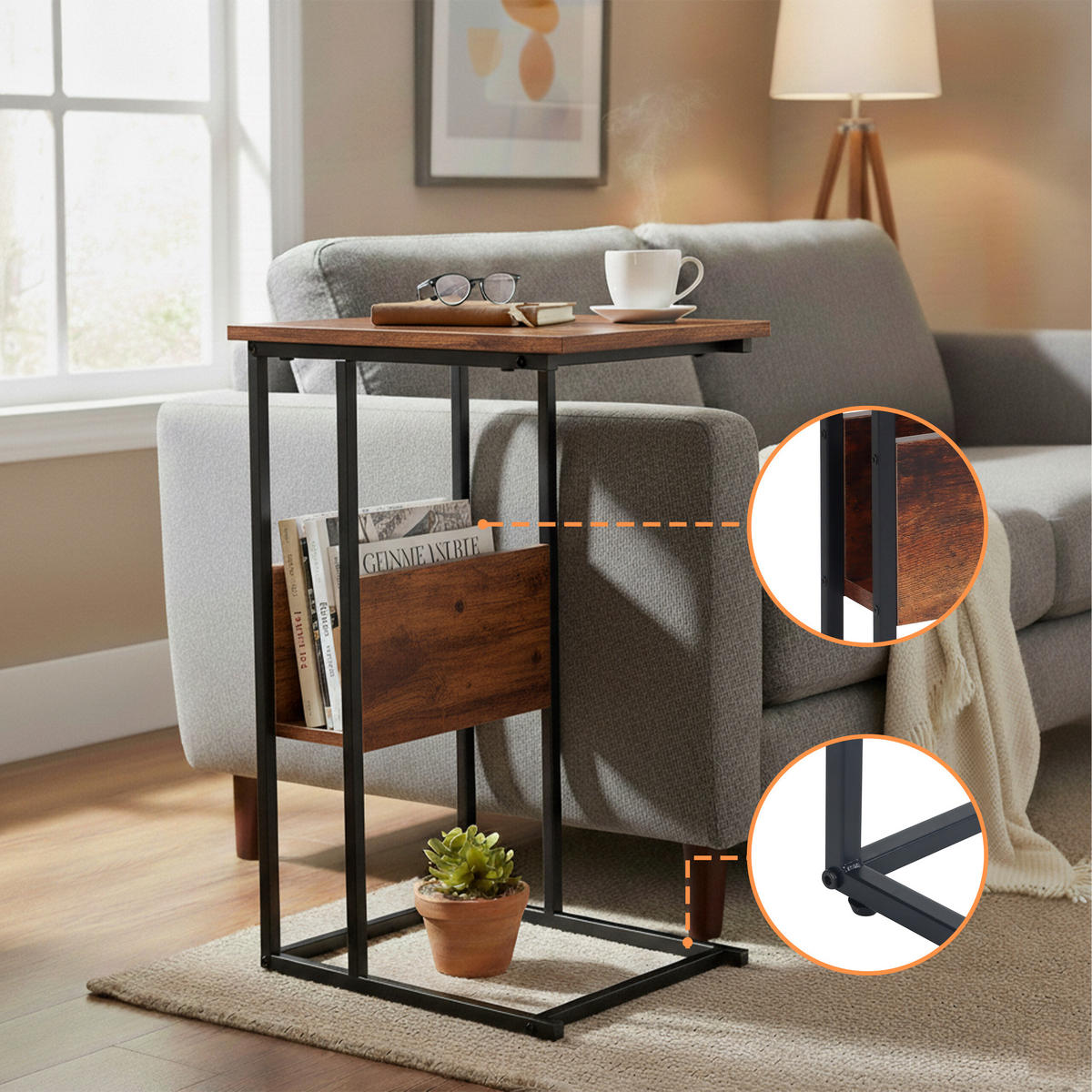 BEISTELLTISCH - Multicolor, Holzwerkstoff/Metall (36/55/60cm) - Relaxdays