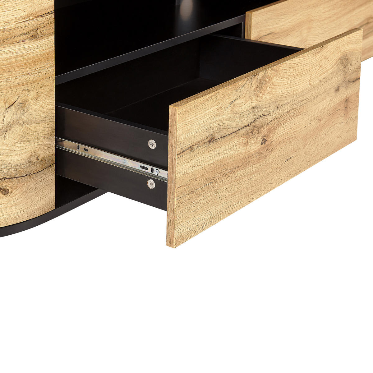 TV-MÖBEL Hellbraun, Schwarz JEROME 40/160/44 cm - Hellbraun, Holzwerkstoff (160/44/40cm) - Beliani