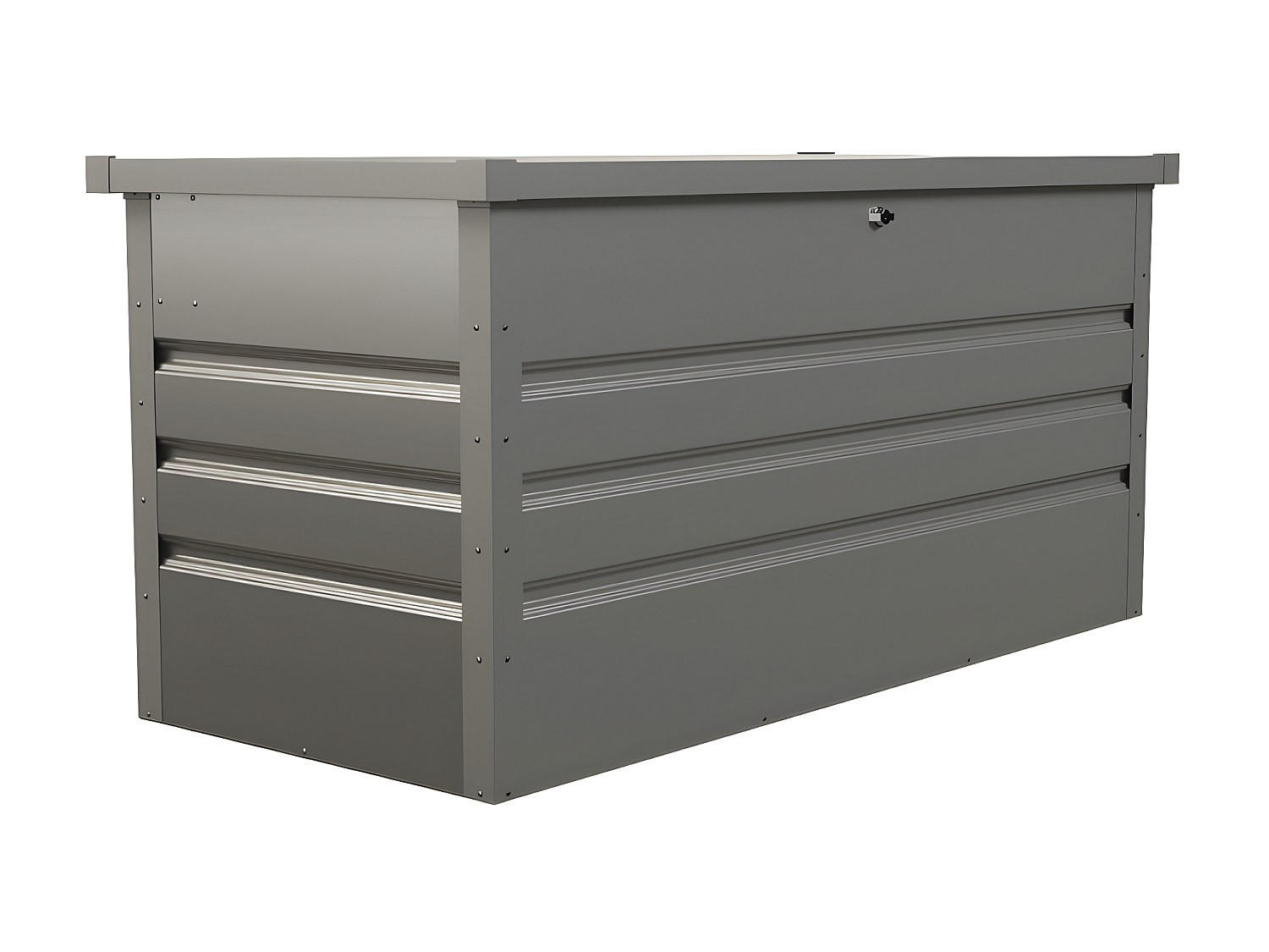 GARTEN-AUFBEWAHRUNGSBOX - Stahl - Volumen 400L - Grau - TOMASO - Grau, Metall (61/62/132cm) - Vente-Unique