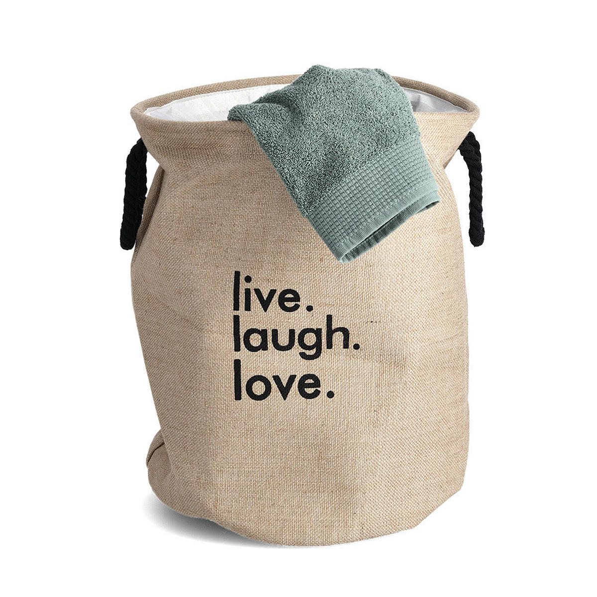 WÄSCHEKORB rund Denim 60 l 40/40/50 cm - Beige, Naturmaterialien (40/50/40cm) - ZELLER