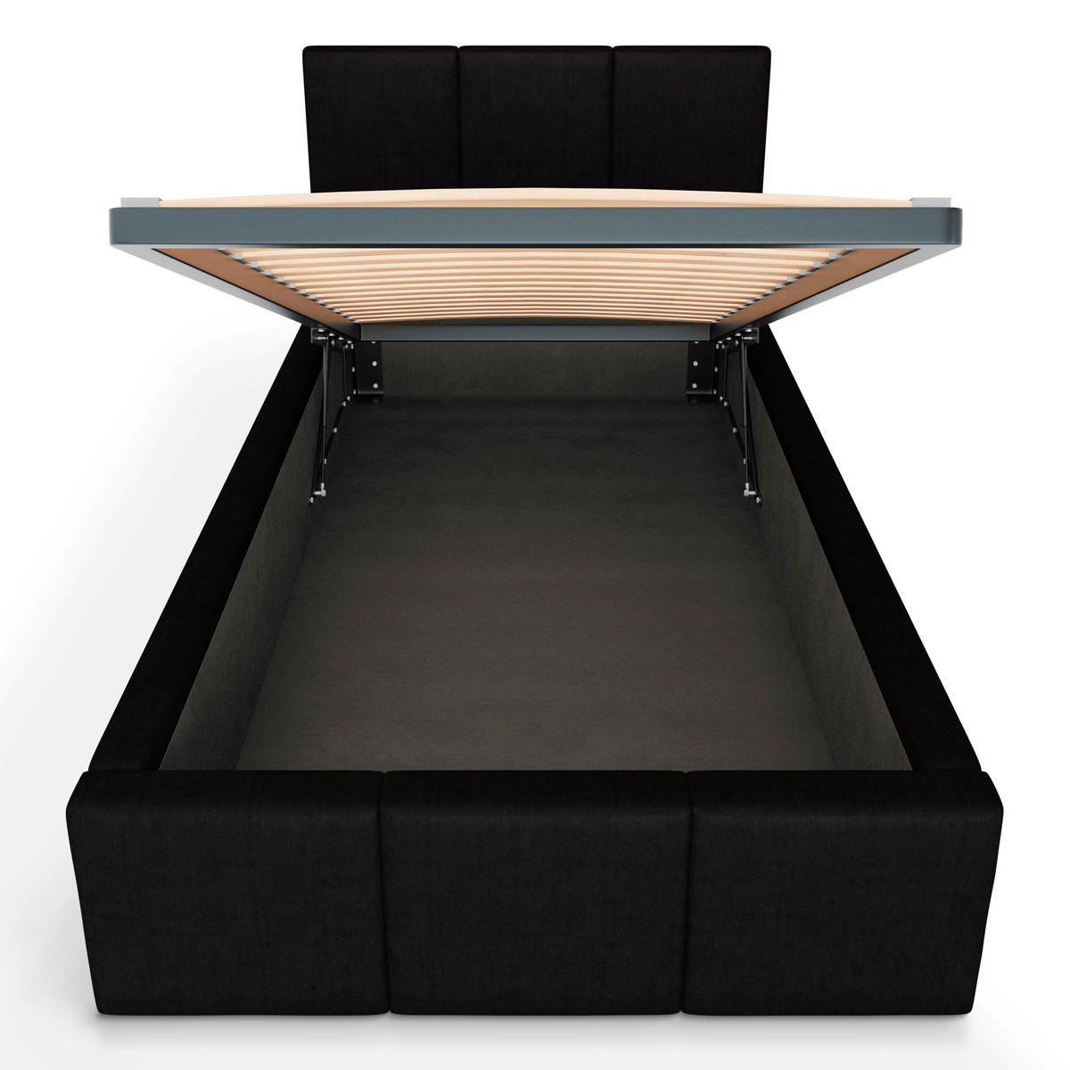 POLSTERBETT für Schlafzimmer Bett mit Stauraum Schwarz 90x200cm Kopfteil 110cm - Schwarz, Holzwerkstoff (90/200cm) - Muralo