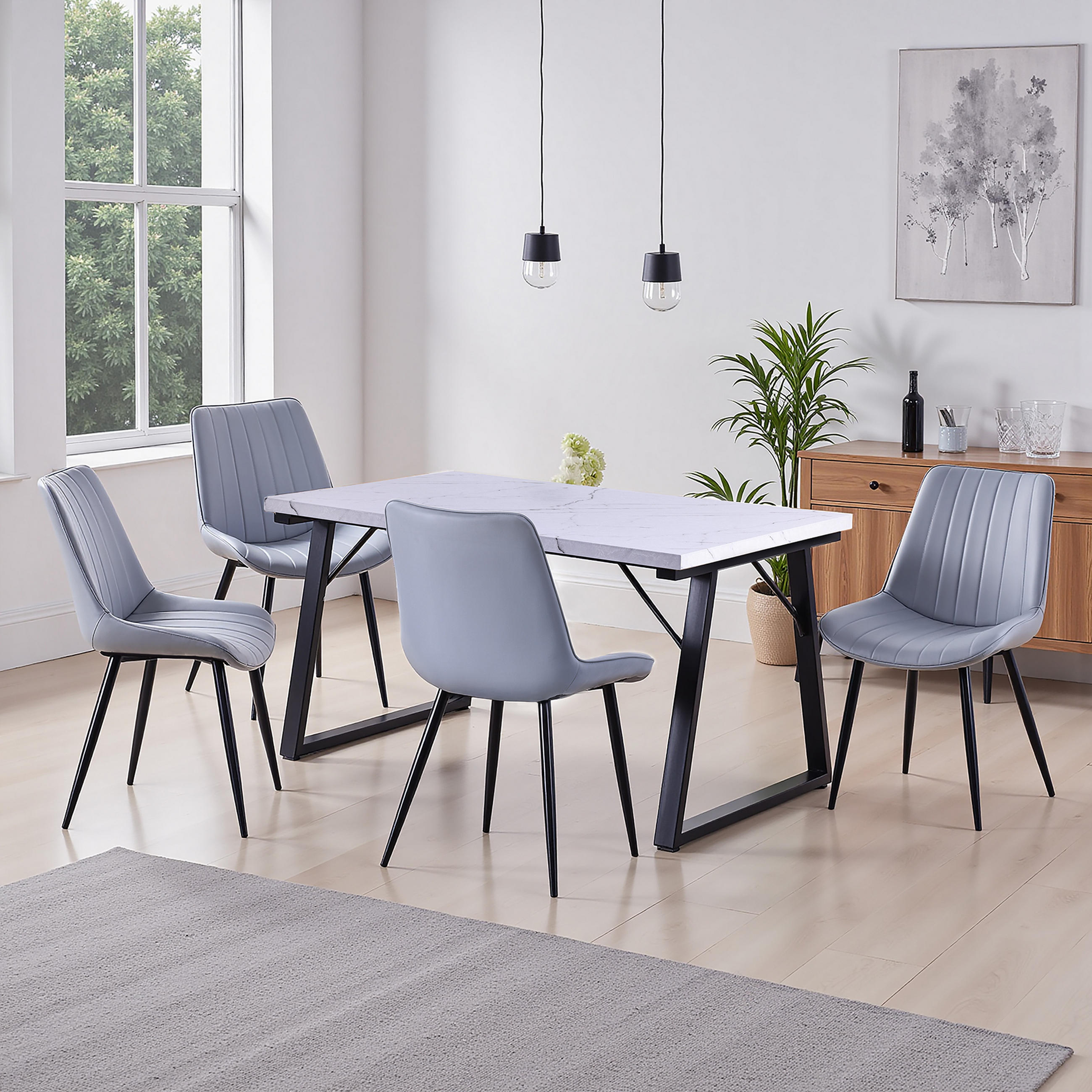 Thumbnail - Homavo Stuhl-Set, Dunkelgrau, Textil, 62.5x88x53 cm, CE, Esszimmer, Stühle, Esszimmerstühle, Vierfußstühle