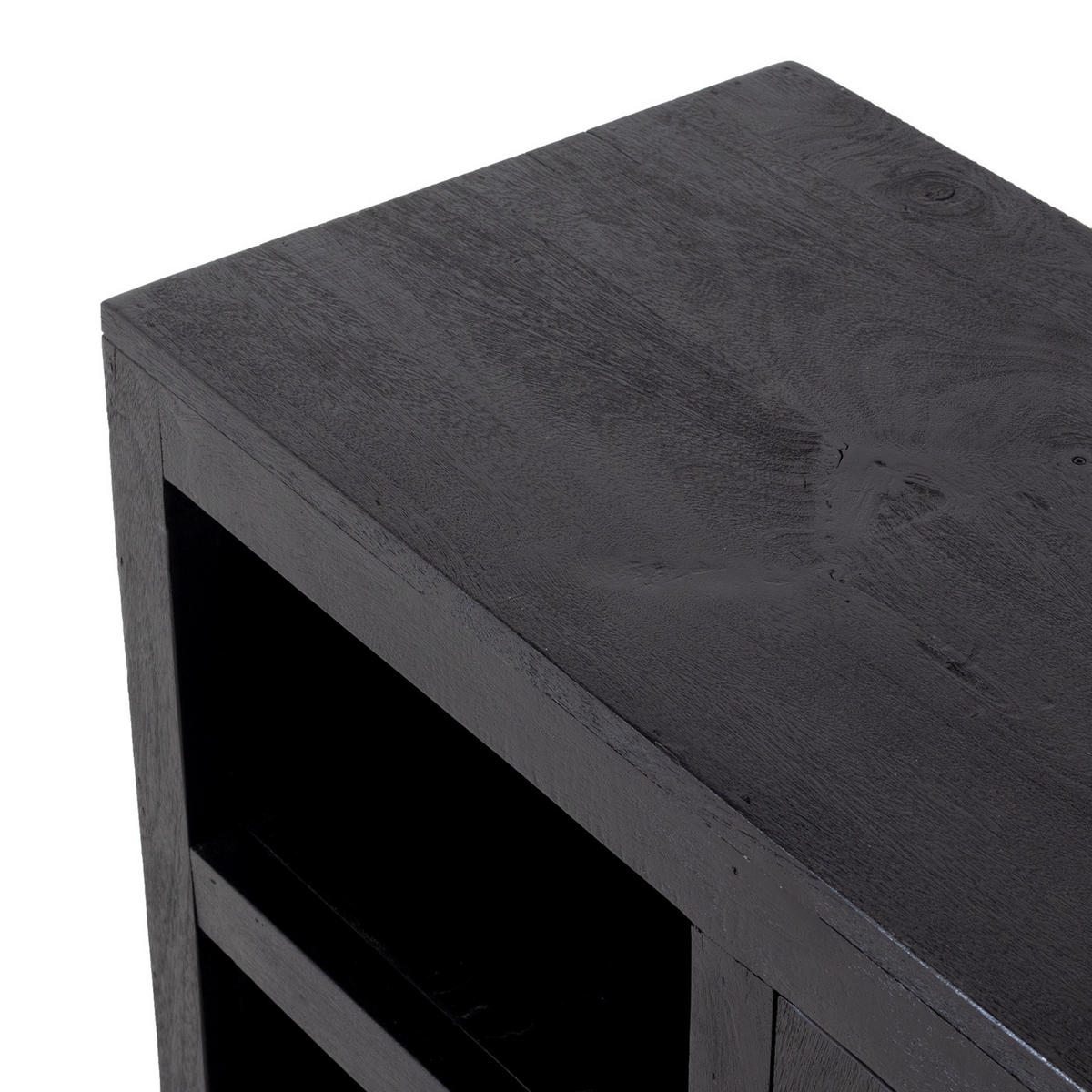 TV-MÖBEL aus Mangoholz 200cm, schwarz - Schwarz, Holz (180/60/40cm) - Giga Meubel